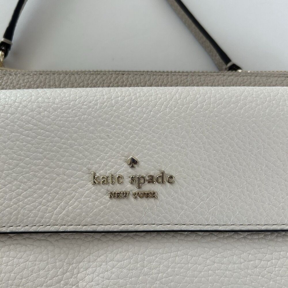 Kate Spade Leila Small Flap Crossbody Bag Light Sand Leather Purse - Picture 3 of 14